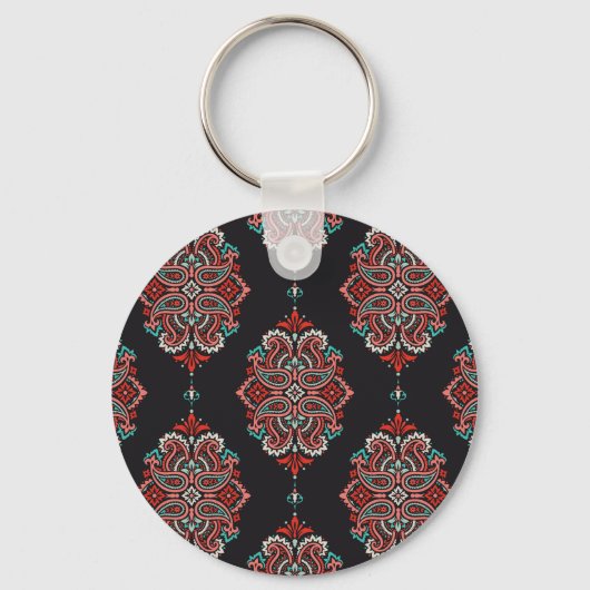 Aziatische paisley elementen, boho patroon. sleutelhanger (Voorkant)