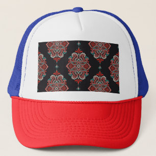 Aziatische paisley elementen, boho patroon. trucker pet