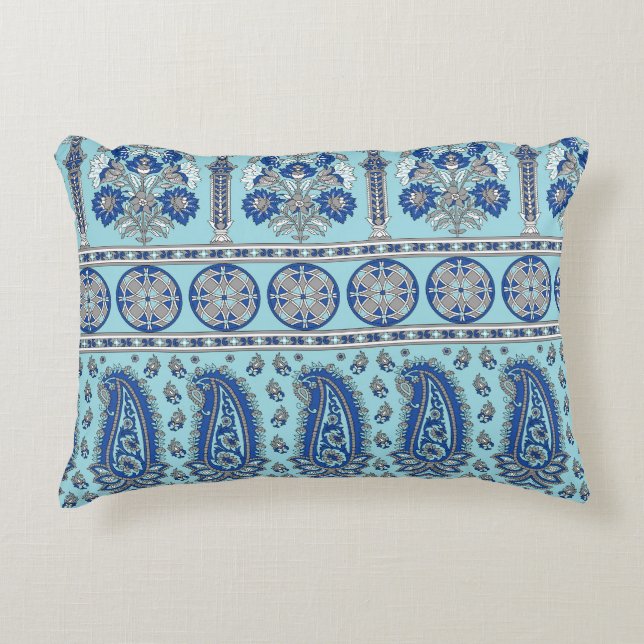 Aziatische Paisley grens: traditioneel ontwerp. Accent Kussen (Voorkant)