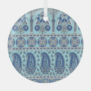 Aziatische Paisley grens: traditioneel ontwerp. Glas Ornament