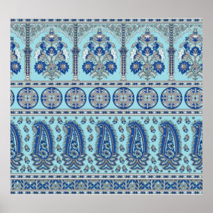 Aziatische Paisley grens: traditioneel ontwerp. Poster