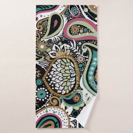 Aziatische paisley: modern naadloos ontwerp. badhanddoek (Badhanddoek)