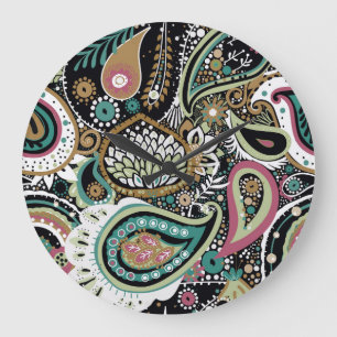 Aziatische paisley: modern naadloos ontwerp. grote klok