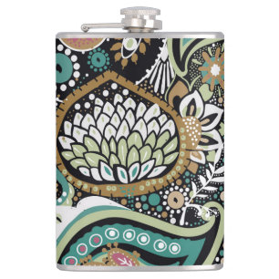 Aziatische paisley: modern naadloos ontwerp. heupfles