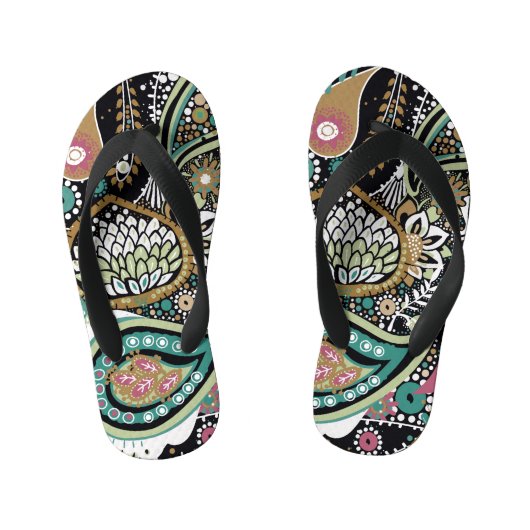 Aziatische paisley: modern naadloos ontwerp. kinder teenslippers (Voetbed)