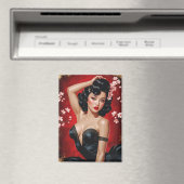 Aziatische Pin-Up Cherry Blossom🌸 Magneet (Insitu (Vaatwasser))