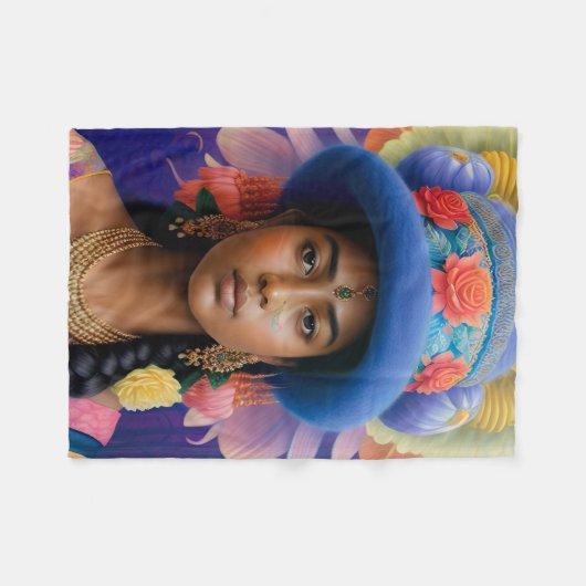 Aziatische prinses met groot blauw pet fleece deken (Voorkant (Horizontaal))