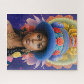 Aziatische prinses met groot blauw pet legpuzzel (Horizontaal)