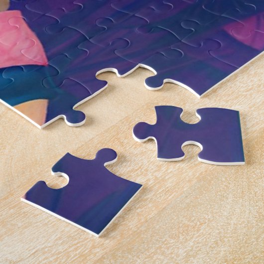 Aziatische prinses met groot blauw pet legpuzzel (Zijkant)