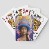 Aziatische prinses met groot blauw pet pokerkaarten (Achterkant)