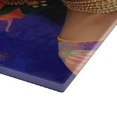 Aziatische prinses met groot blauw pet snijplank (Hoek)