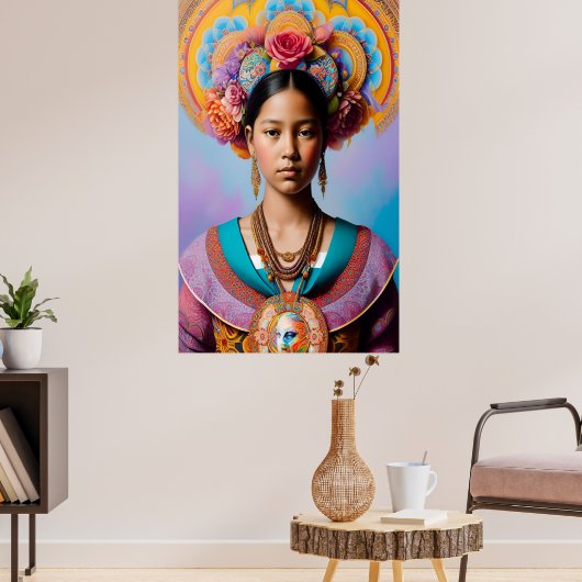Aziatische prinses met groot ketting poster (Woonkamer 3)