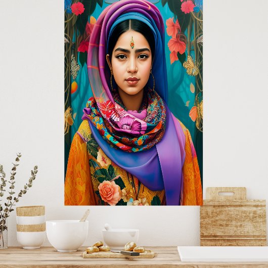 Aziatische prinses met hijab poster (Keuken)