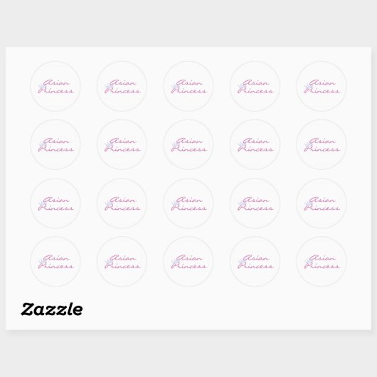 Aziatische prinses ronde sticker (Vel)