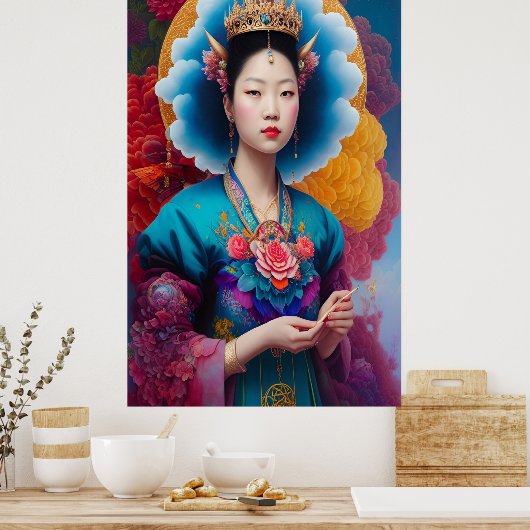 Aziatische prinsesportret poster (Keuken)