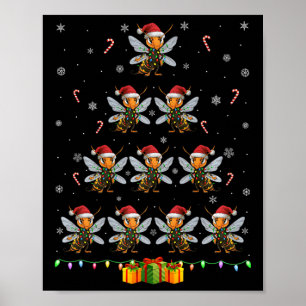 Aziatische reuzenhoornaar Kerstman Hoed Kerstverli Poster