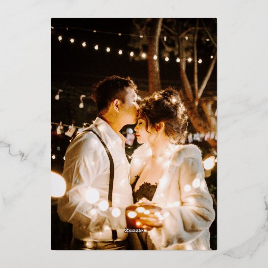 Aziatische rode goud-folie trouwkaart 'Save the Da Folie Uitnodiging (Achterkant)