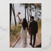 Aziatische Rode Gouden Fotofolie Fotobruiloft Dank Folie Uitnodiging (Achterkant)