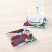 Aziatische rode klaprozen op Kanji achtergrond Glazen Onderzetter (Schuin)