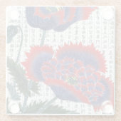 Aziatische rode klaprozen op Kanji achtergrond Glazen Onderzetter (Achterkant)