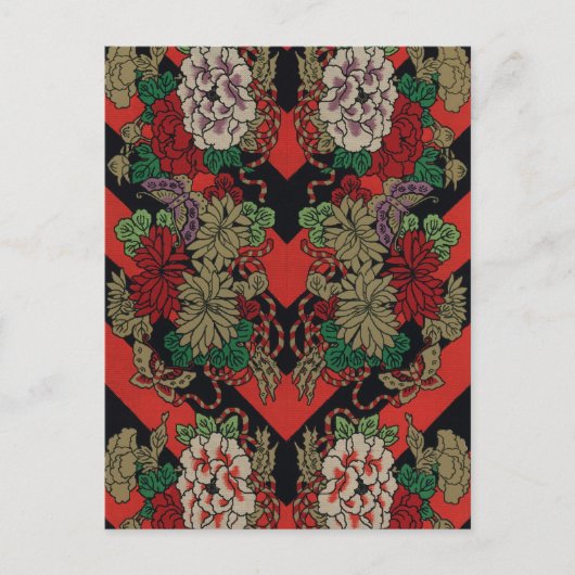 Aziatische Rode Ventilator Patchwork van de Spiege Briefkaart (Voorkant)