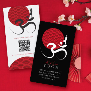 Aziatische Rode Zon Yoga & Moderne Zen Calligrafie Visitekaartje