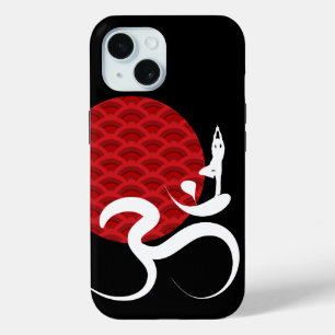 Aziatische Rode Zon Yoga & Moderne Zen Kalligrafie iPhone 15 Case