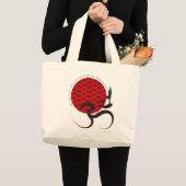 Aziatische Rode Zon Yoga & Moderne Zen Kalligrafie Grote Tote Bag (Voorkant (product))