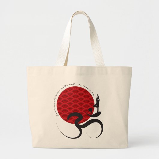 Aziatische Rode Zon Yoga & Moderne Zen Kalligrafie Grote Tote Bag (Voorkant)