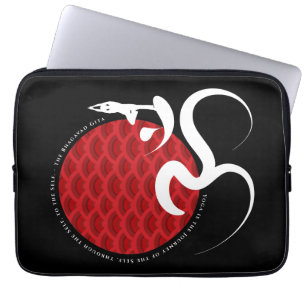 Aziatische Rode Zon Yoga & Moderne Zen Kalligrafie Laptop Sleeve