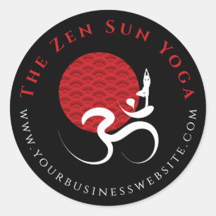 Aziatische Rode Zon Yoga & Moderne Zen Kalligrafie Ronde Sticker