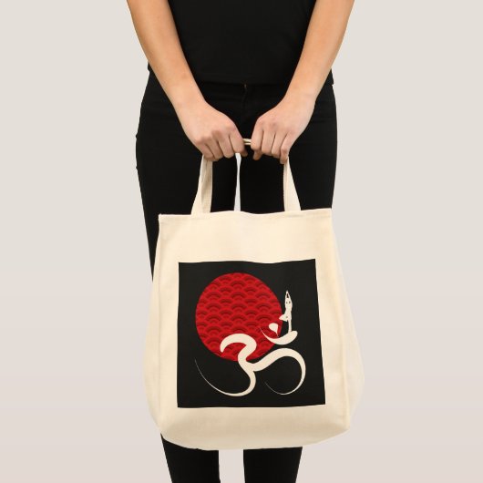Aziatische Rode Zon Yoga & Moderne Zen Kalligrafie Tote Bag (Voorkant (product))