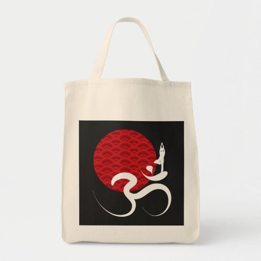Aziatische Rode Zon Yoga & Moderne Zen Kalligrafie Tote Bag (Voorkant)