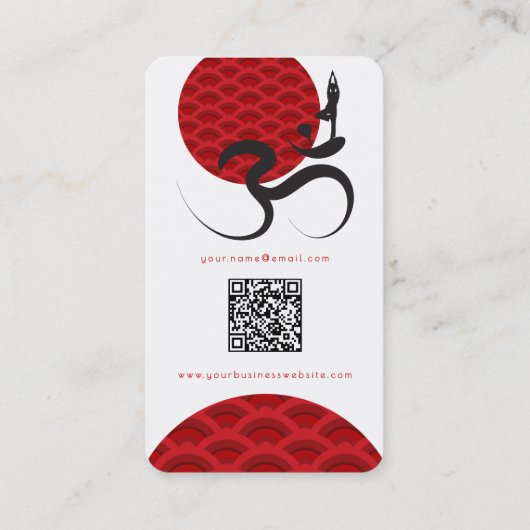 Aziatische Rode Zon Yoga & Moderne Zen Kalligrafie Visitekaartje (Achterkant)