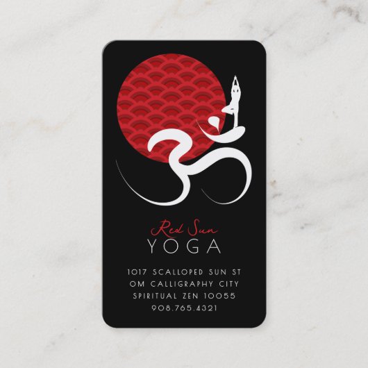 Aziatische Rode Zon Yoga & Moderne Zen Kalligrafie Visitekaartje (Voorkant)