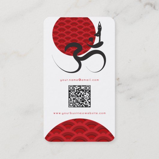 Aziatische Rode Zon Yoga & Moderne Zen Kalligrafie Visitekaartje (Achterkant)