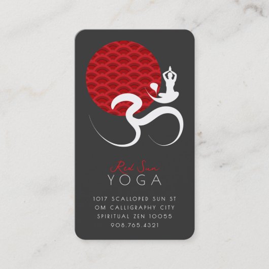 Aziatische Rode Zon Yoga & Moderne Zen Kalligrafie Visitekaartje (Voorkant)