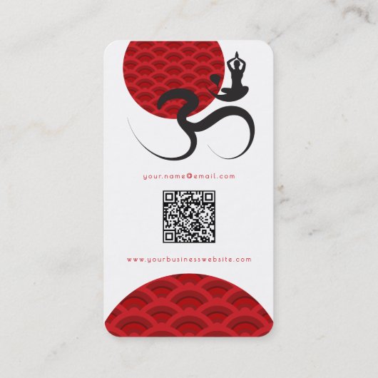 Aziatische Rode Zon Yoga & Moderne Zen Kalligrafie Visitekaartje (Achterkant)