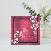 Aziatische Rode Zwarte Blossom White Birthday Part Kaart (Staand voorkant)