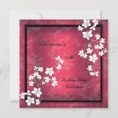 Aziatische Rode Zwarte Blossom White Birthday Part Kaart (Voorkant)