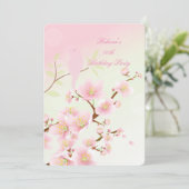 Aziatische  roze Cherry Blossom Birthday Party Kaart (Staand voorkant)
