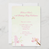 Aziatische  roze Cherry Blossom Birthday Party Kaart (Achterkant)