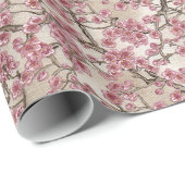 Aziatische roze kers bloesems cadeaupapier (Rol Hoek)