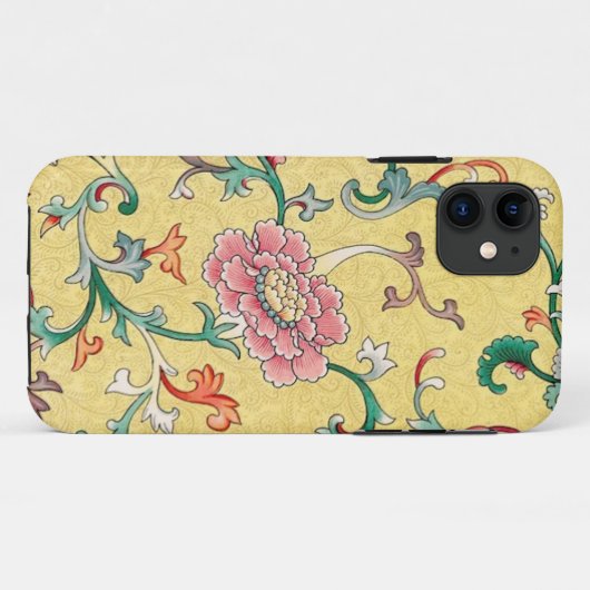 Aziatische roze pioen tuin op pastelboter geel Case-Mate iPhone case (Achterkant (horizontaal))