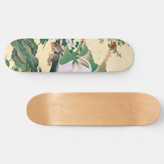 Aziatische Rozen Dove Birds Waterfall Skateboard (Horizontaal)