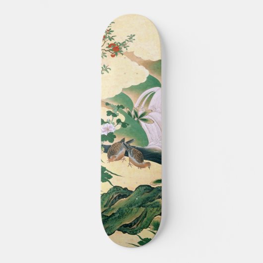 Aziatische Rozen Dove Birds Waterfall Skateboard (Voorkant)