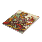 Aziatische scène met vogel en draak tegeltje (Zijkant)