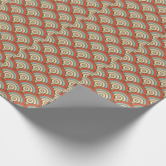 Aziatische schalen golven ivoor patroon cadeaupapier (Hoek)