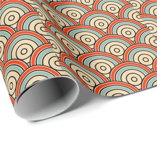 Aziatische schalen golven ivoor patroon cadeaupapier (Rol Hoek)