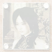 Aziatische schoonheid glazen onderzetter (Achterkant)